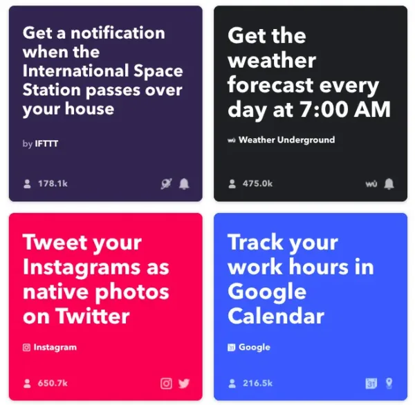 Applets IFTTT conectados Applets IFTTT conectados