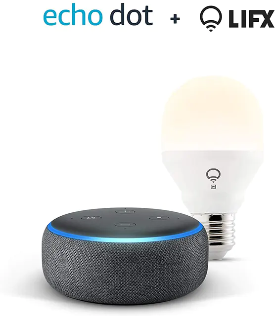 Amazon Echo Dot 3 con bombilla inteligente blanca