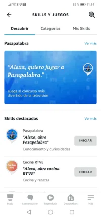 Sugerencias de Skills y juegos de Alexa