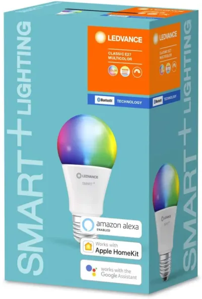 LEDVANCE Lámpara Smart LED, Bluetooth, E27, color de luz variable (2700-6500K), colores RGB cambiables, sustituye lámparas incandescentes 60W, Alexa