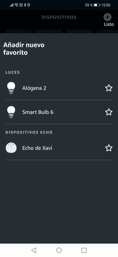 Nueva funcionalidad de favoritos en Alexa - Añadir dispositivo inteligente