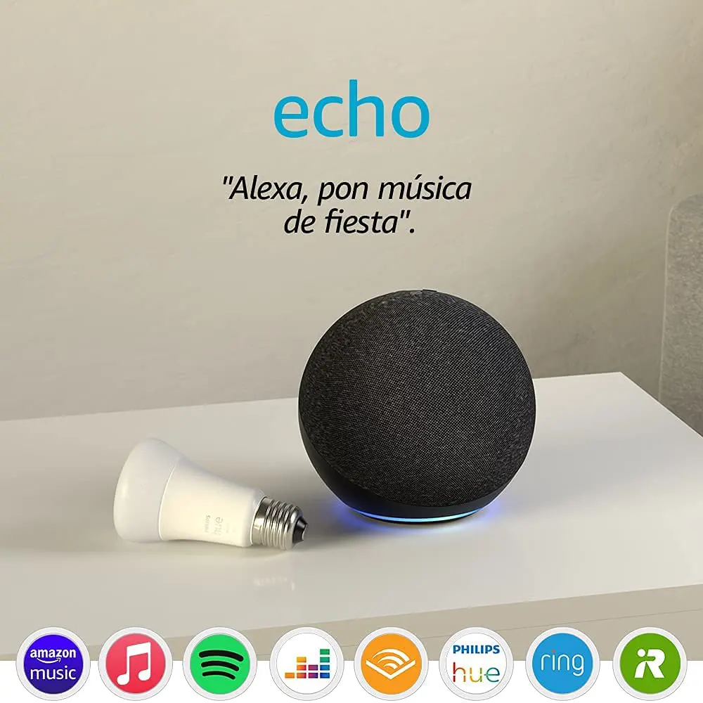 Oferta de marzo Echo (4.ª generación) | Sonido de alta calidad | Antracita + Philips Hue Bombilla Inteligente (E27), compatible con Alexa