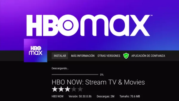 Instalar la app HBO Max en el Fire TV Stick seleccionándola en la app recién instalada Aptoide TV