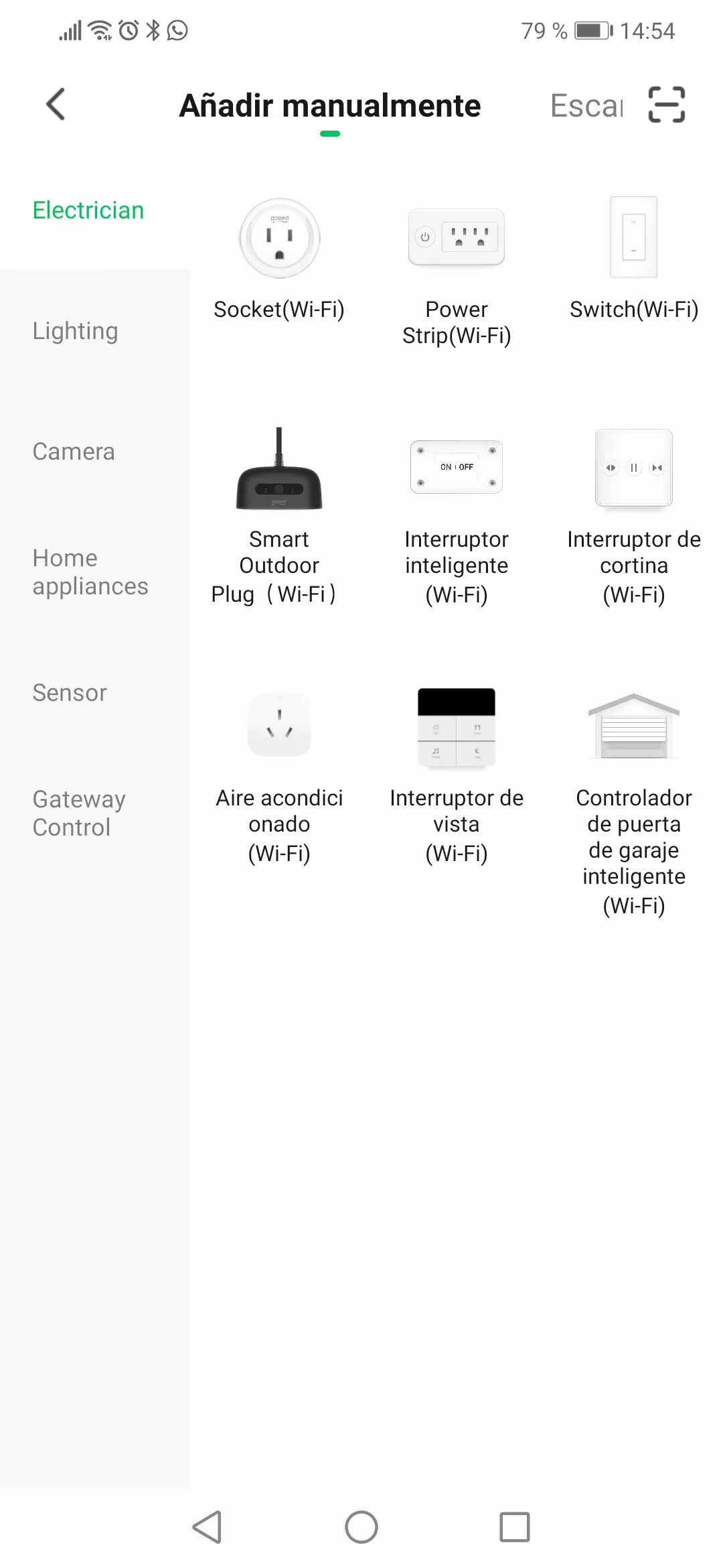 Añadir de la sección electricidad el dispositivo Socket Wi-Fi en la app Gosund