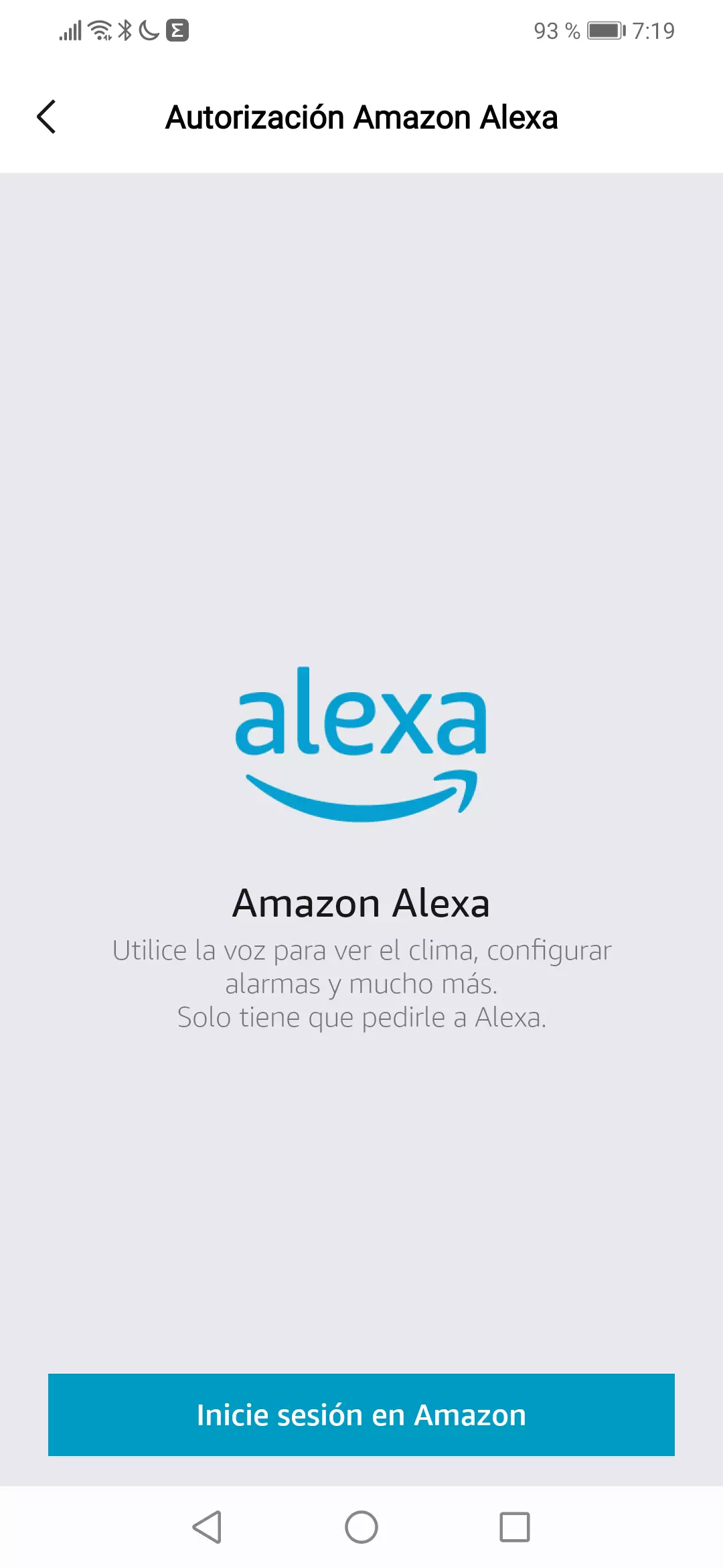 Autorización Amazon Alexa con inicio de sesión en Amazon para la app Zepp
