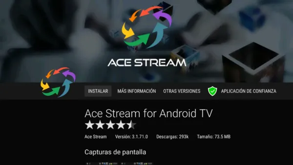 13 Botón INSTALAR de la app ACE STREAM for Android TV