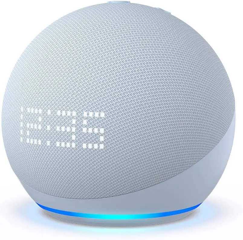 Nuevo Echo Dot (5.ª generación, modelo de 2022) con reloj | Altavoz inteligente con reloj y Alexa | Gris azulado - Vista echo dot 5 solo