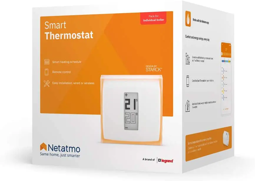 Netatmo NTH-ES-EC Termostato Wifi Inteligente para caldera individual, Color Blanco - En su caja de compra