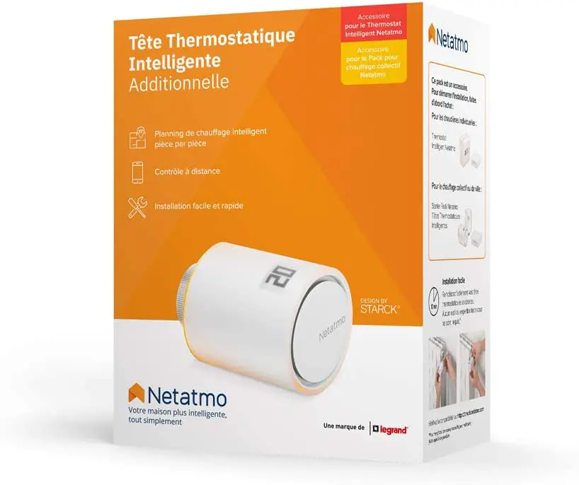 Netatmo Válvula Termostatica Wifi Inteligente, Módulo adicional para el Termostato Intelligente y para el Paquete para calefacción colectiva, NAV-ES - En su caja de compra