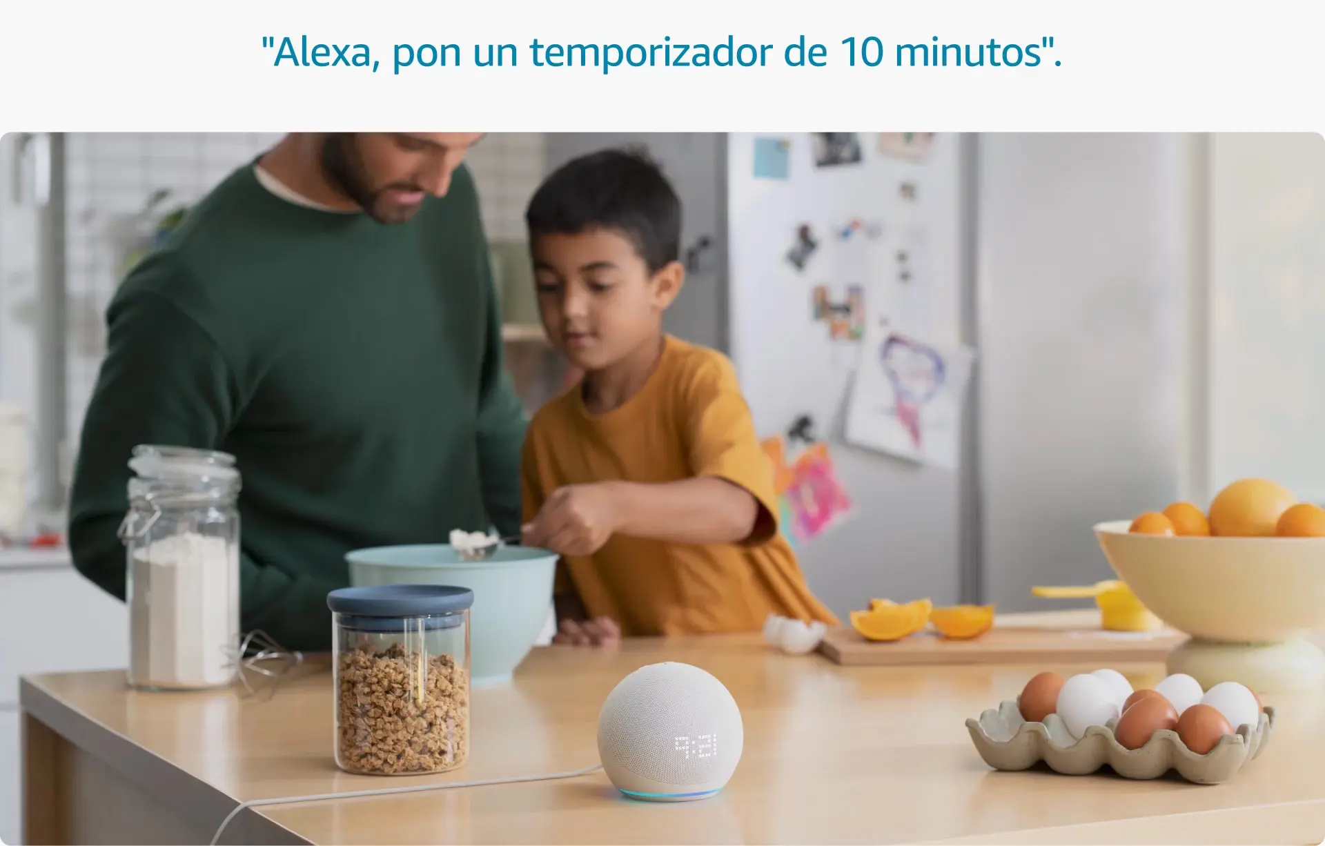 Echo Dot 5 con reloj y Alexa responde a lo que le pides