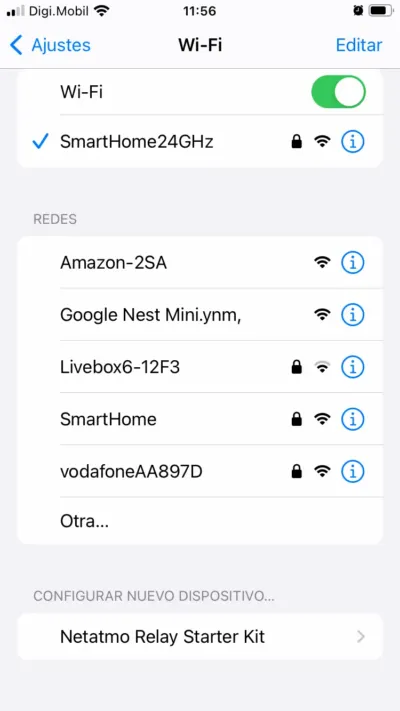 Hay que asegurarse que el móbil con la app Netatmo está conectado a la nueva red o SSID Wi-Fi de 2,4GHz