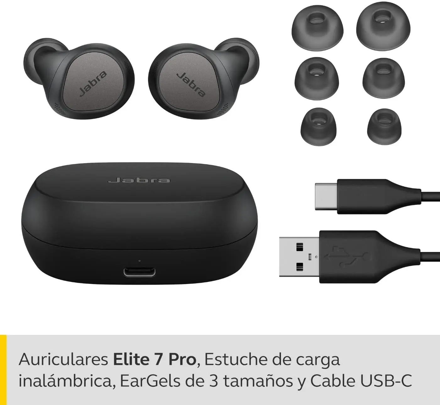 Jabra Elite 7 Pro Bluetooth In-Ear - Auriculares inalámbricos True Wireless con cancelación activa del ruido ajustable - Jabra MultiSensor Voice para llamadas claras - Con varias medidas